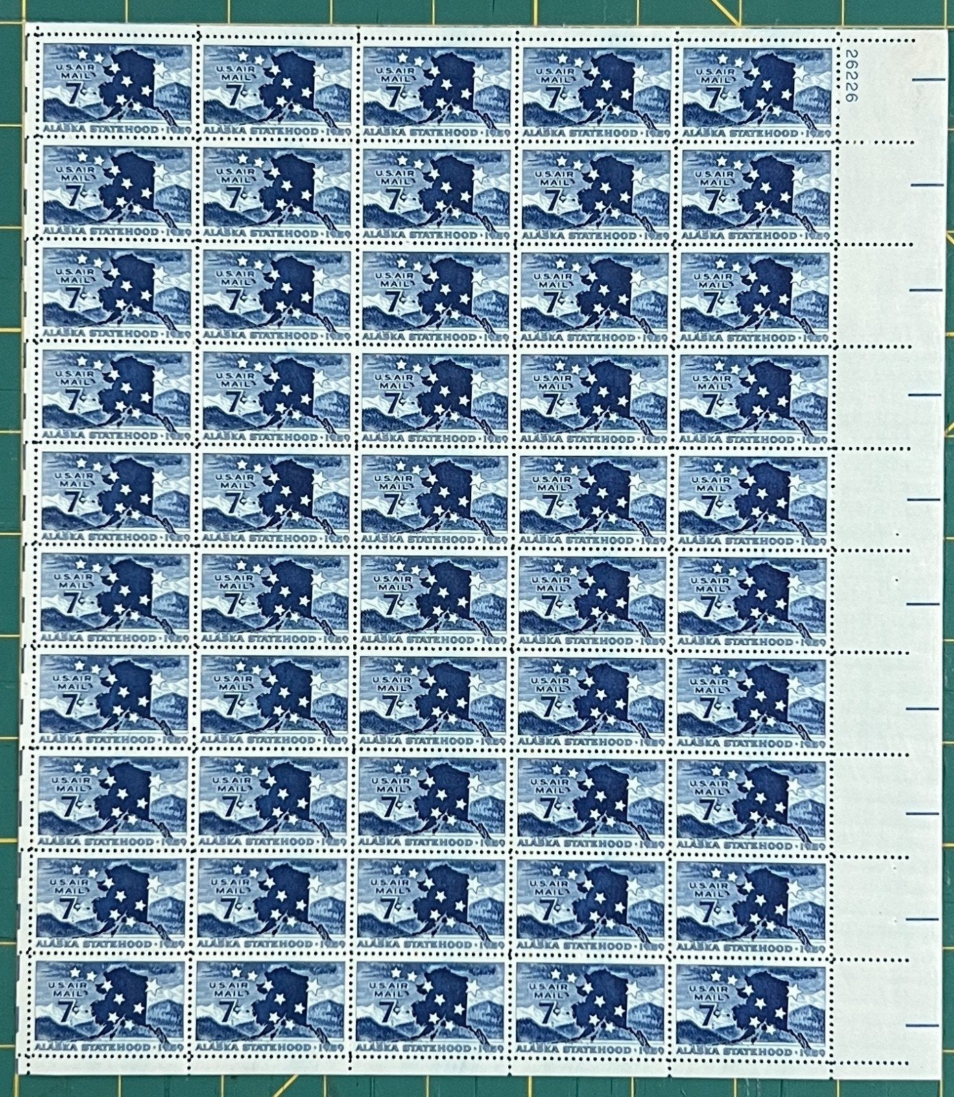 US 1959 7c Alaska Statehood Mint Sheet MNH (Scott C53) ZAYIX