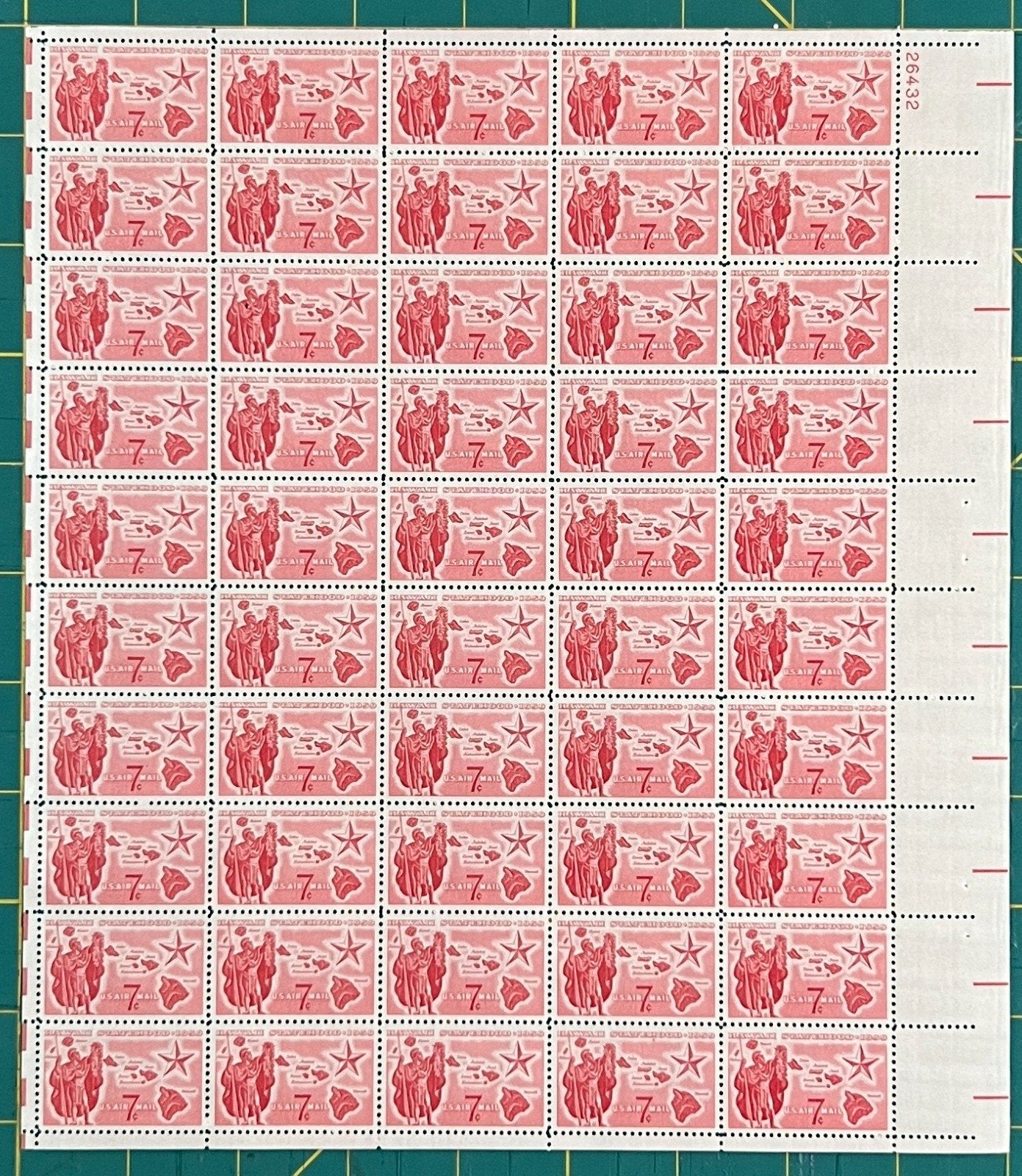 US 1959 7c Hawaii Statehood Mint Sheet MNH (Scott C55) ZAYIX