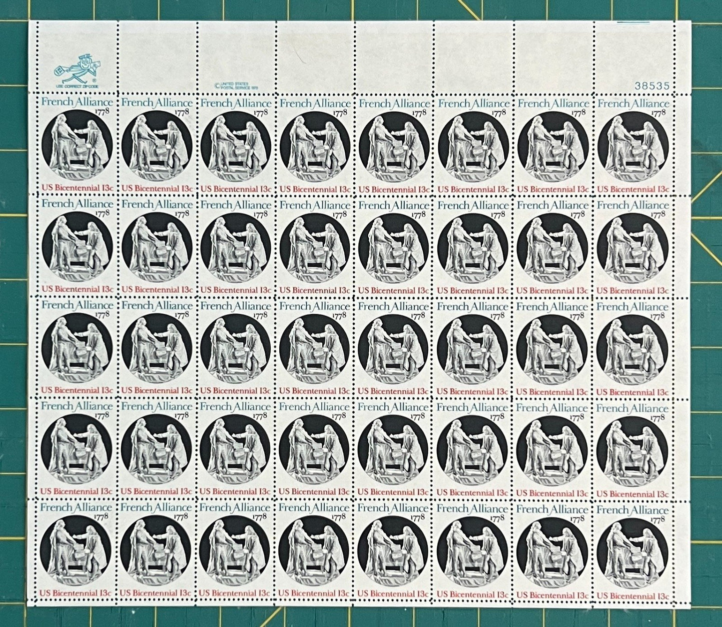 US 1978 13c French Alliance 200th Anniversary Mint Sheet MNH (Scott 1753) ZAYIX