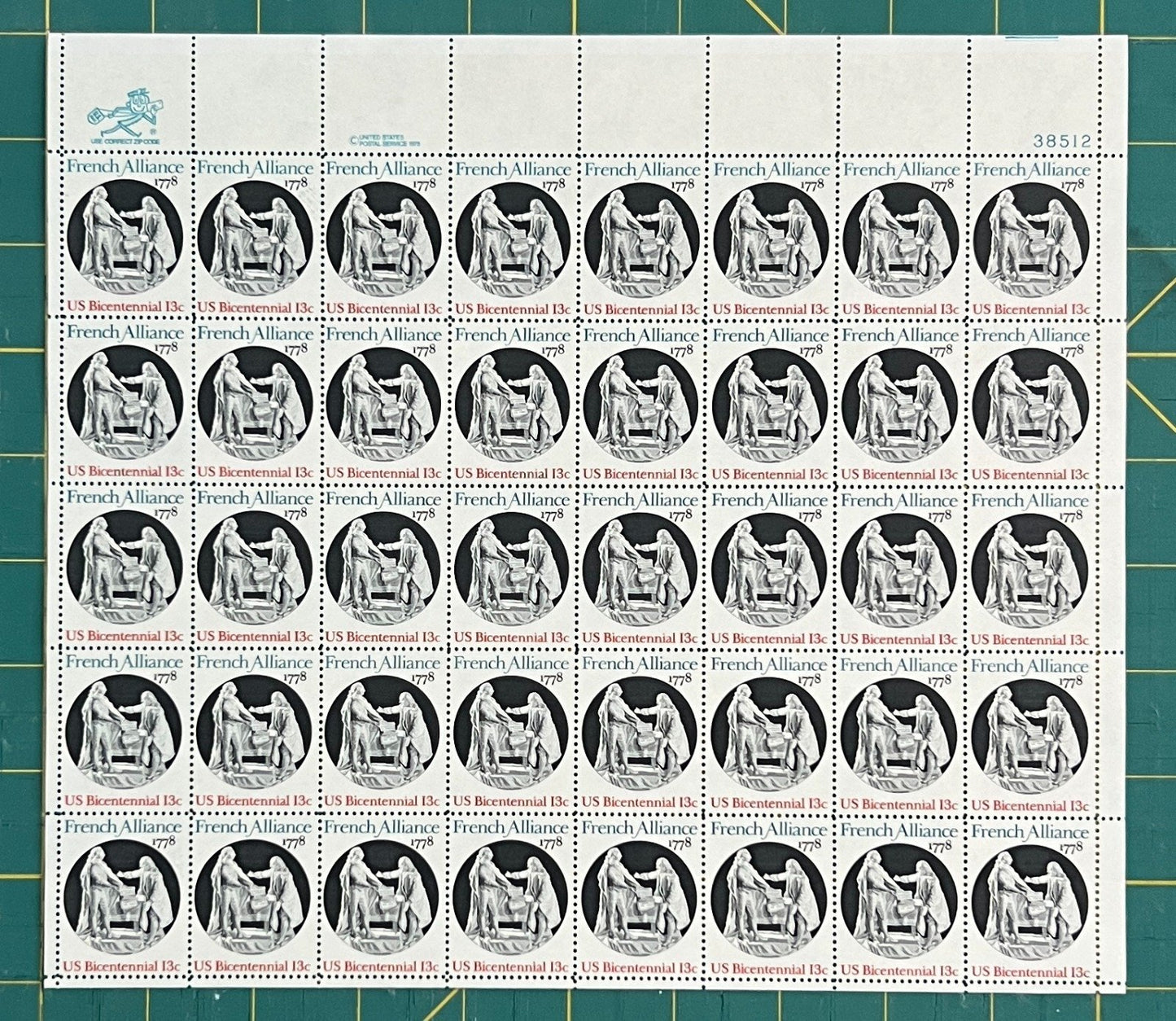 US 1978 13c French Alliance 200th Anniversary Mint Sheet MNH (Scott 1753) ZAYIX