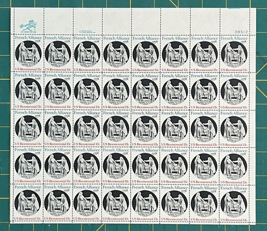 US 1978 13c French Alliance 200th Anniversary Mint Sheet MNH (Scott 1753) ZAYIX