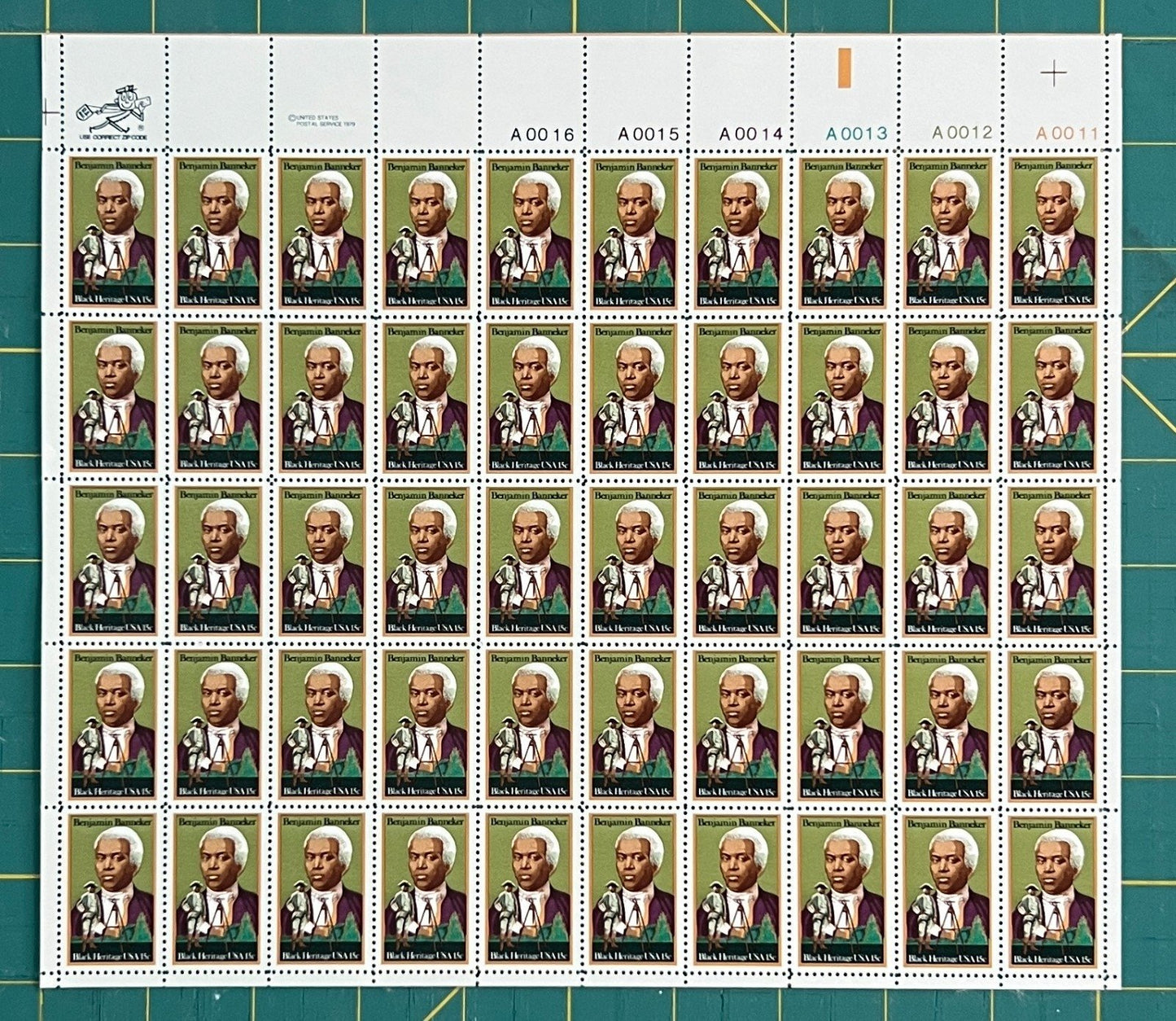 US 1980 15c Benjamin Banneker Astronomer(PB12) Mint Sheet MNH (Scott 1804) ZAYIX