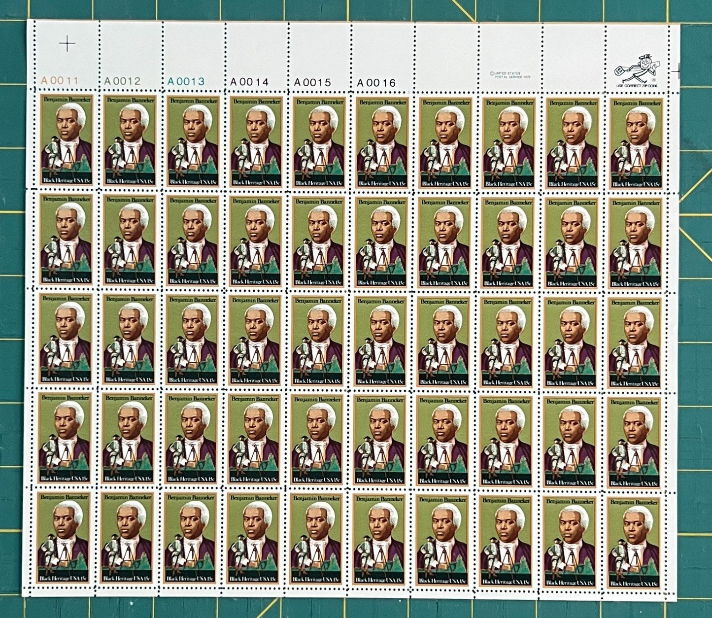 US 1980 15c Benjamin Banneker Astronomer(PB12) Mint Sheet MNH (Scott 1804) ZAYIX