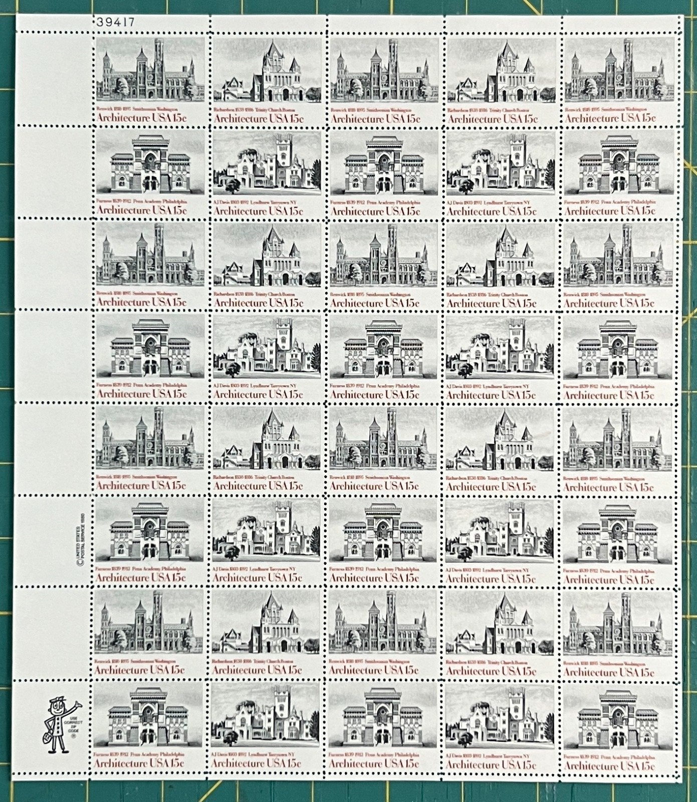 US 1980 15c Architecture Block of 4 Mint Sheet MNH (Scott 1838-1841) ZAYIX