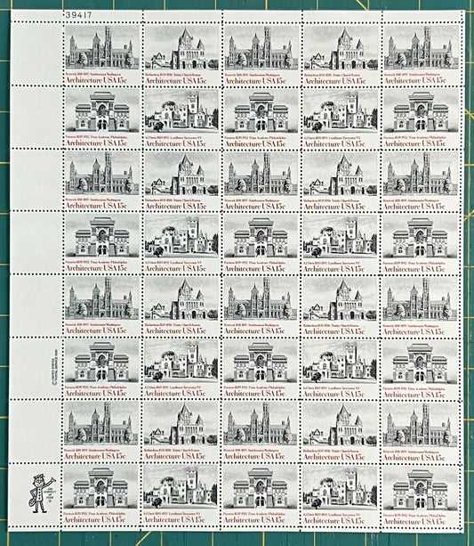 US 1980 15c Architecture Block of 4 Mint Sheet MNH (Scott 1838-1841) ZAYIX