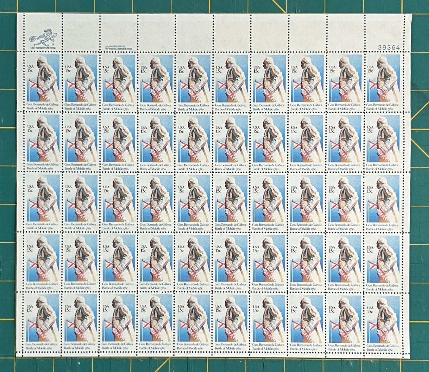 US 1980 15c Gen. Bernardo de Galvez Mint Sheet MNH (Scott 1826) ZAYIX