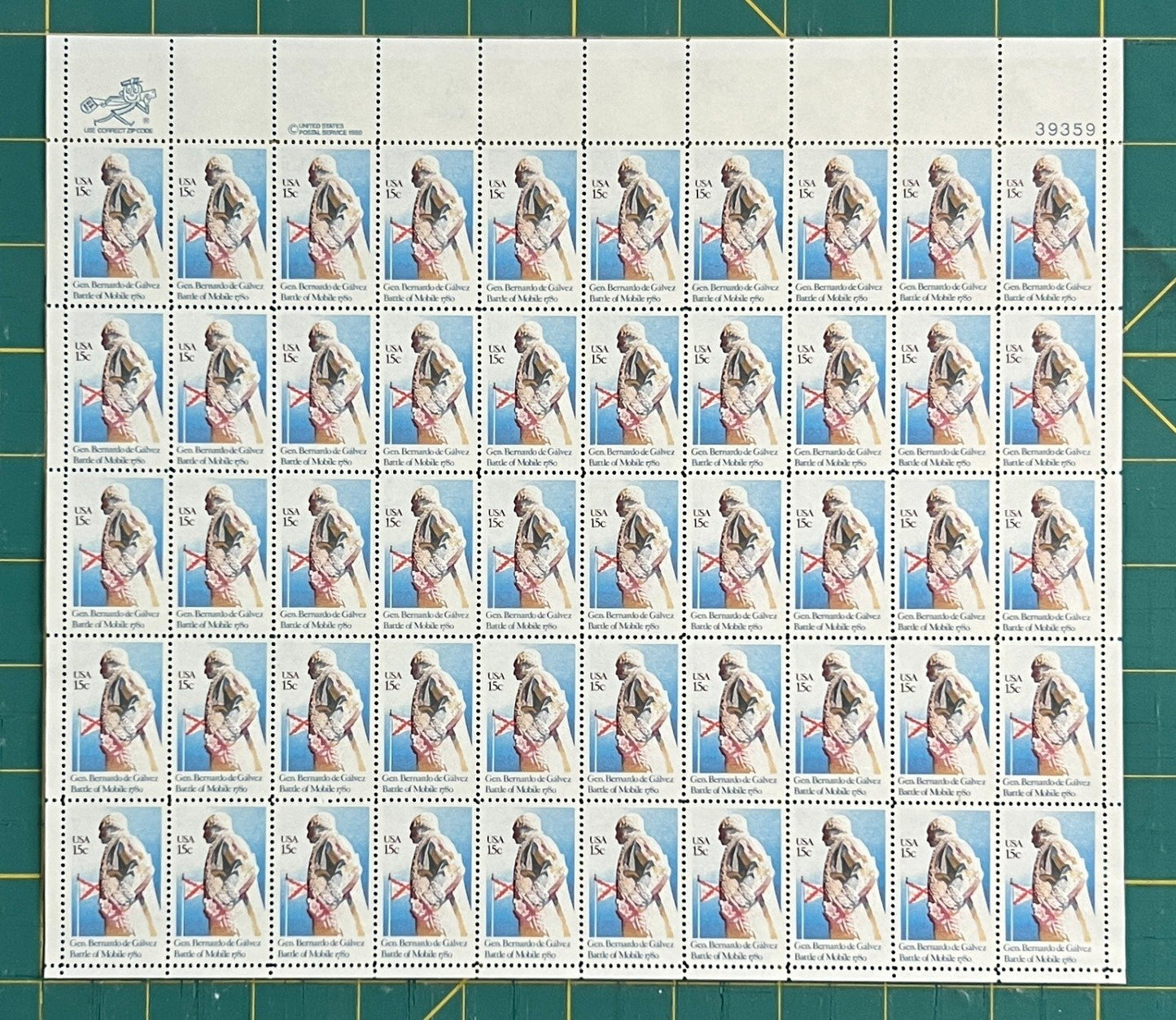 US 1980 15c Gen. Bernardo de Galvez Mint Sheet MNH (Scott 1826) ZAYIX