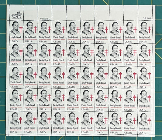US 1980 15c Emily Bissel Social Worker Mint Sheet MNH (Scott 1823) ZAYIX