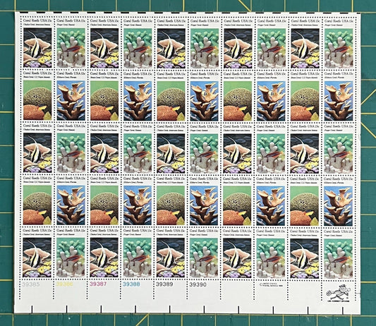 US 1980 15c Coral Reefs Block-4 (PB12) Mint Sheet MNH (Scott 1827-1830) ZAYIX