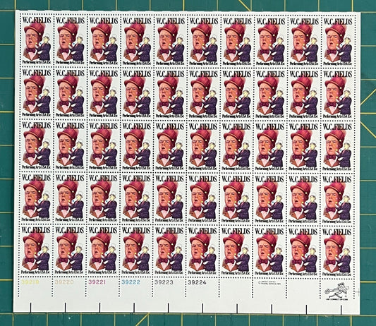 US 1980 15c WC Fields Actor & Comedian (PB12) Mint Sheet MNH (Scott 1803) ZAYIX