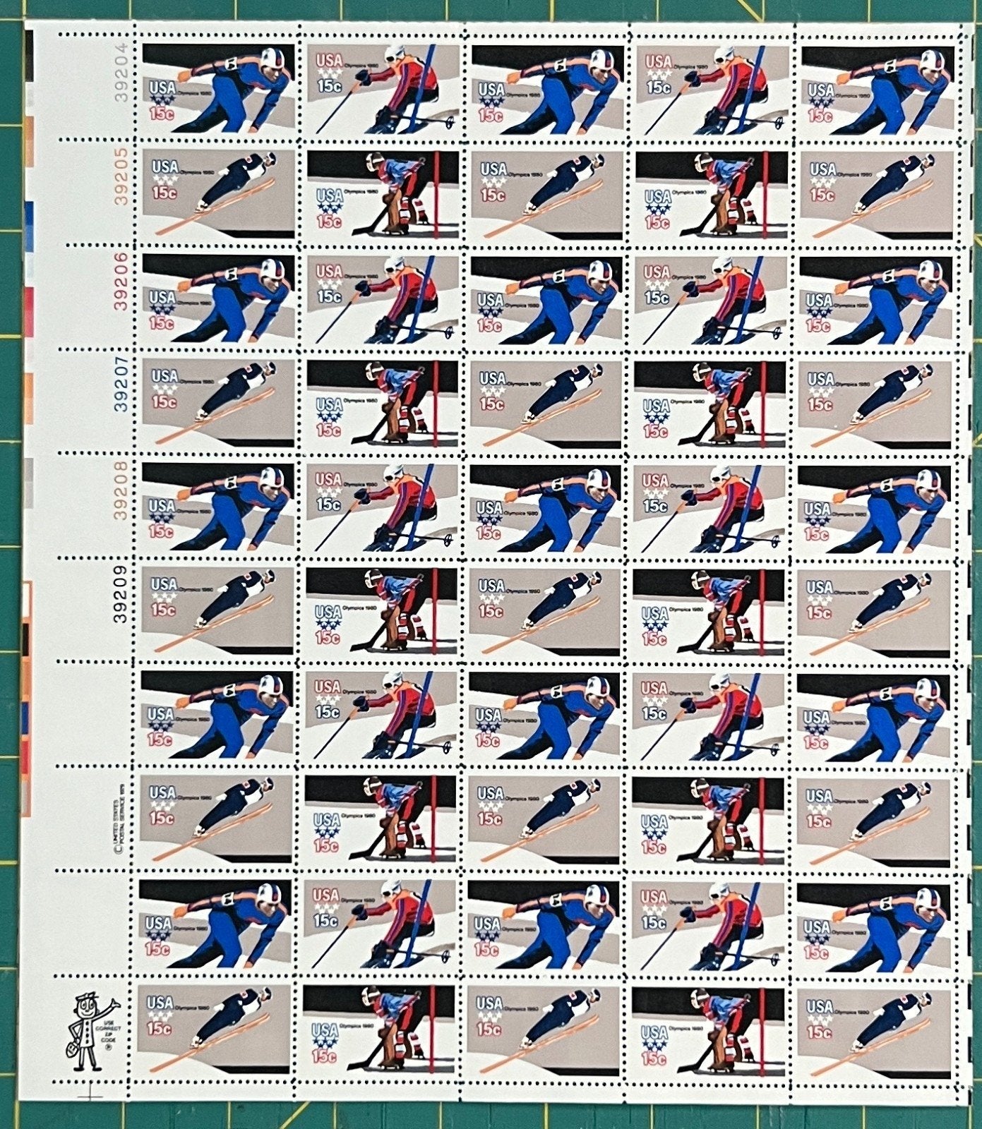 US 1980 15c lake Placid Winter Olympics Mint Sheet MNH (Scott 1795-1798) ZAYIX