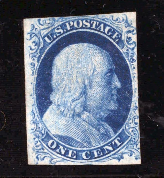US 9 MSPOG VF Type IV, B Relief, Plt 1 Late, 68L1L, 1852 1c Blue PSAG cert ZAYIX