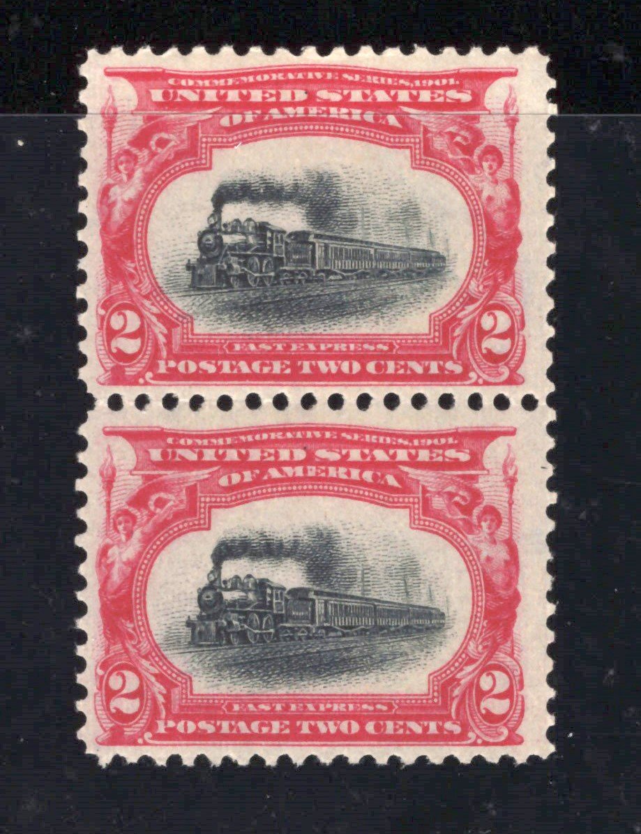 US 295 MNH FVF pair 2c carmine & black Pan-American Exposition PSAG Cert ZAYIX