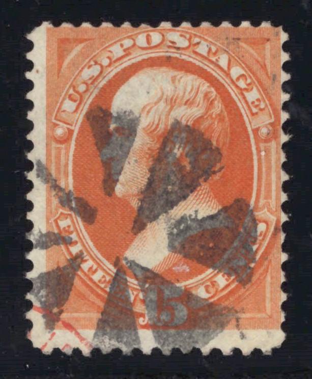 US 141 Used F 1870 15c Orange Webster, black rosette & red transit cancel ZAYIX