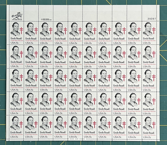 US 1980 15c Emily Bissel Social Worker Mint Sheet MNH (Scott 1823) ZAYIX