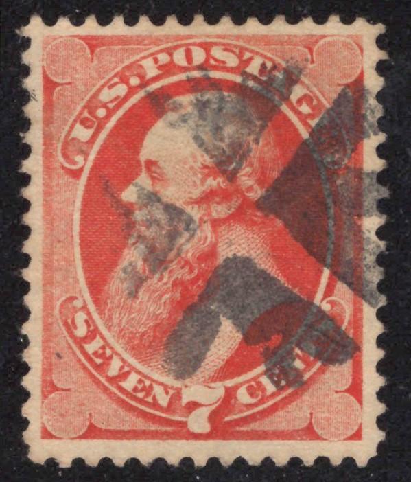 US 149 Used VF 1871 7c Vermilion, no Grill, Crossroads cancel, Crowe Cert ZAYIX