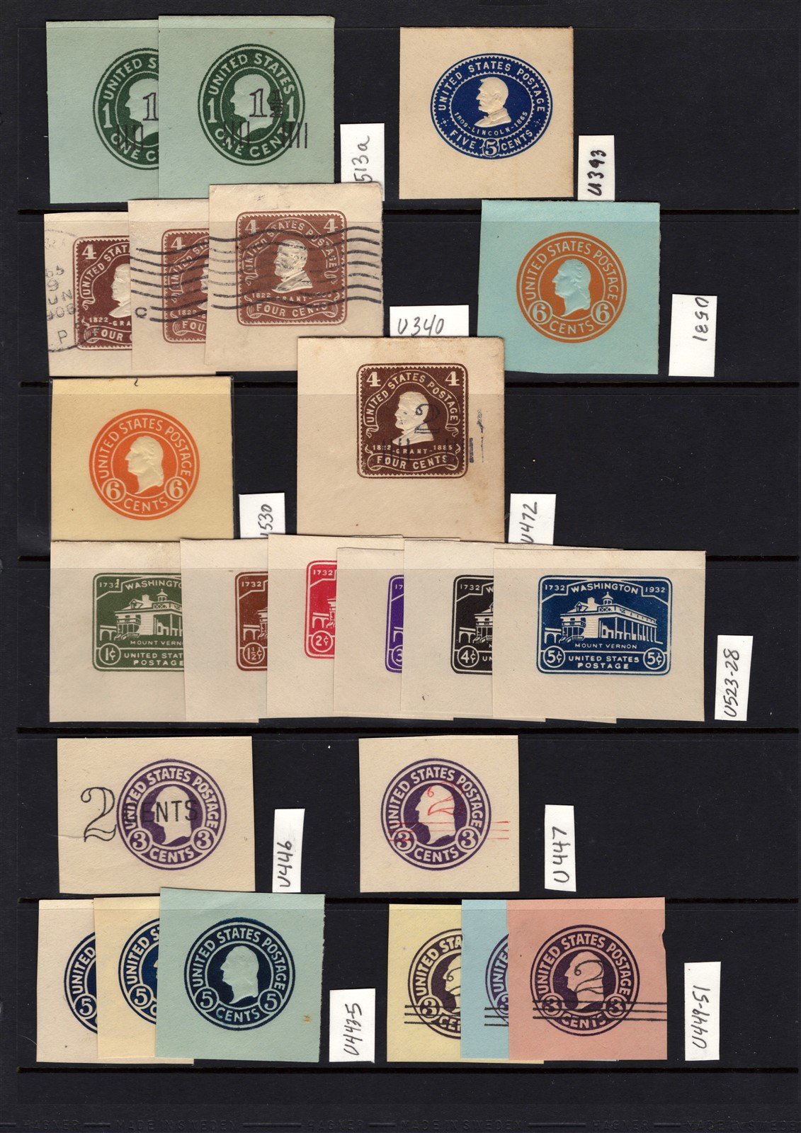 US 1880s-1930s Cut Square Postal Stationery collection of 23 Mint & Used ZAYIX