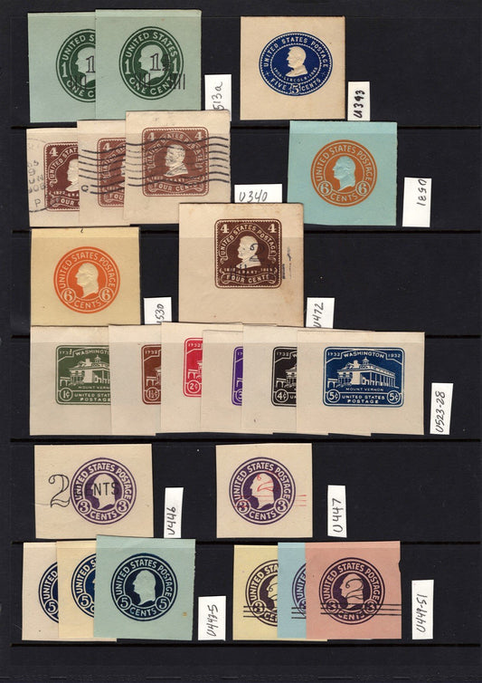 US 1880s-1930s Cut Square Postal Stationery collection of 23 Mint & Used ZAYIX