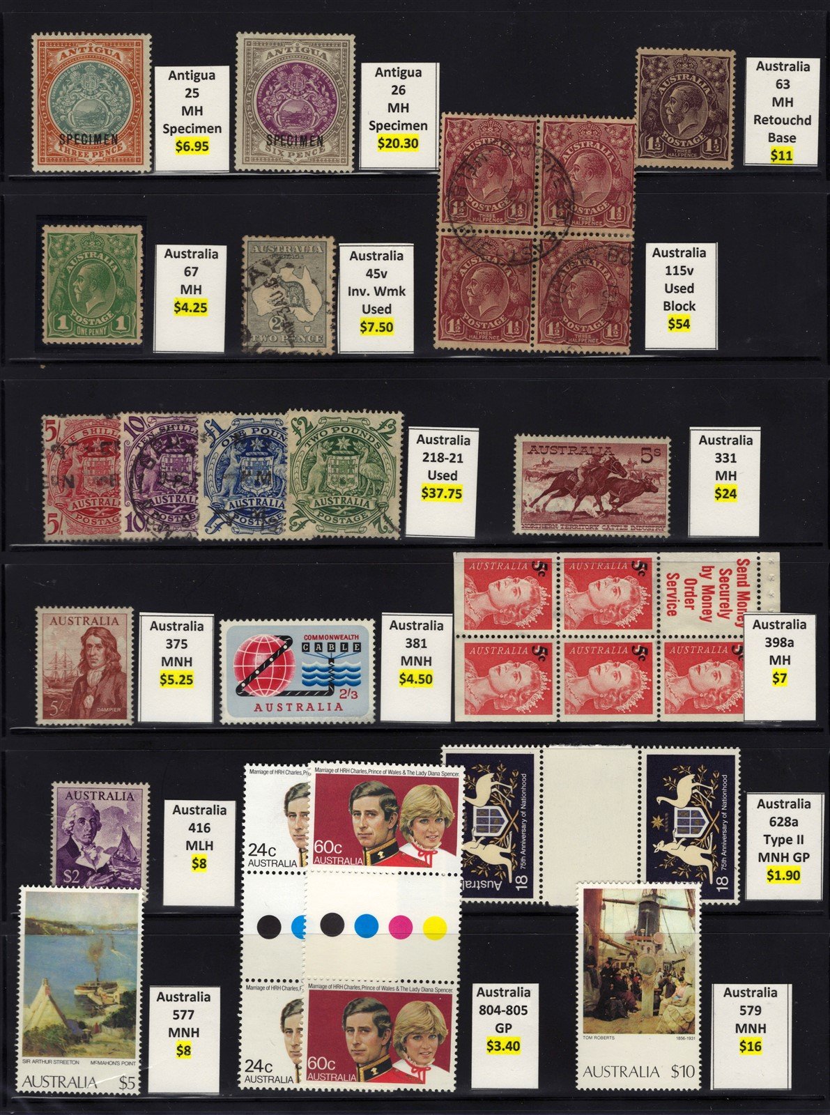 Australia & Br Commonwealth Collection of 52 Mint & Used Stamps CV $740+ ZAYIX