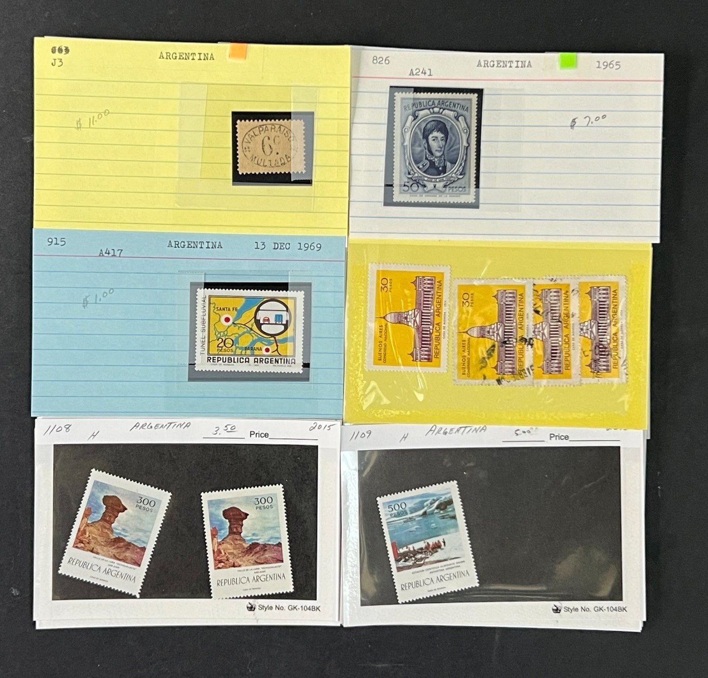 Argentina Stamp Collection Dealer Cards $454 CV Mint & Used ZAYIX