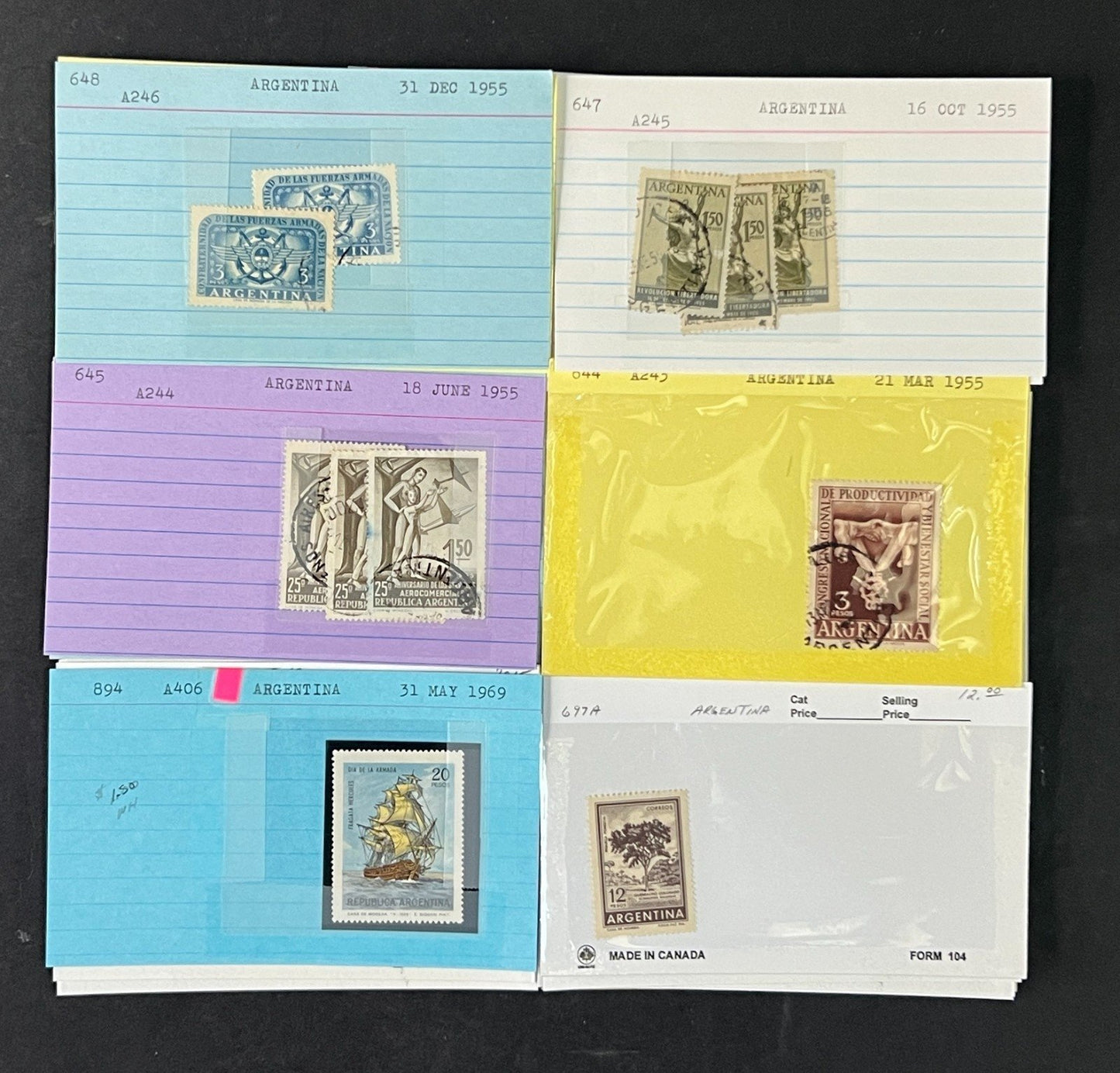 Argentina Stamp Collection Dealer Cards $454 CV Mint & Used ZAYIX