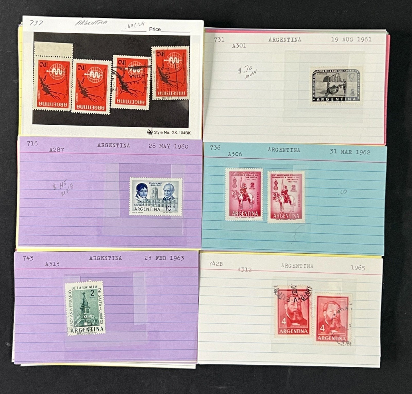 Argentina Stamp Collection Dealer Cards $454 CV Mint & Used ZAYIX