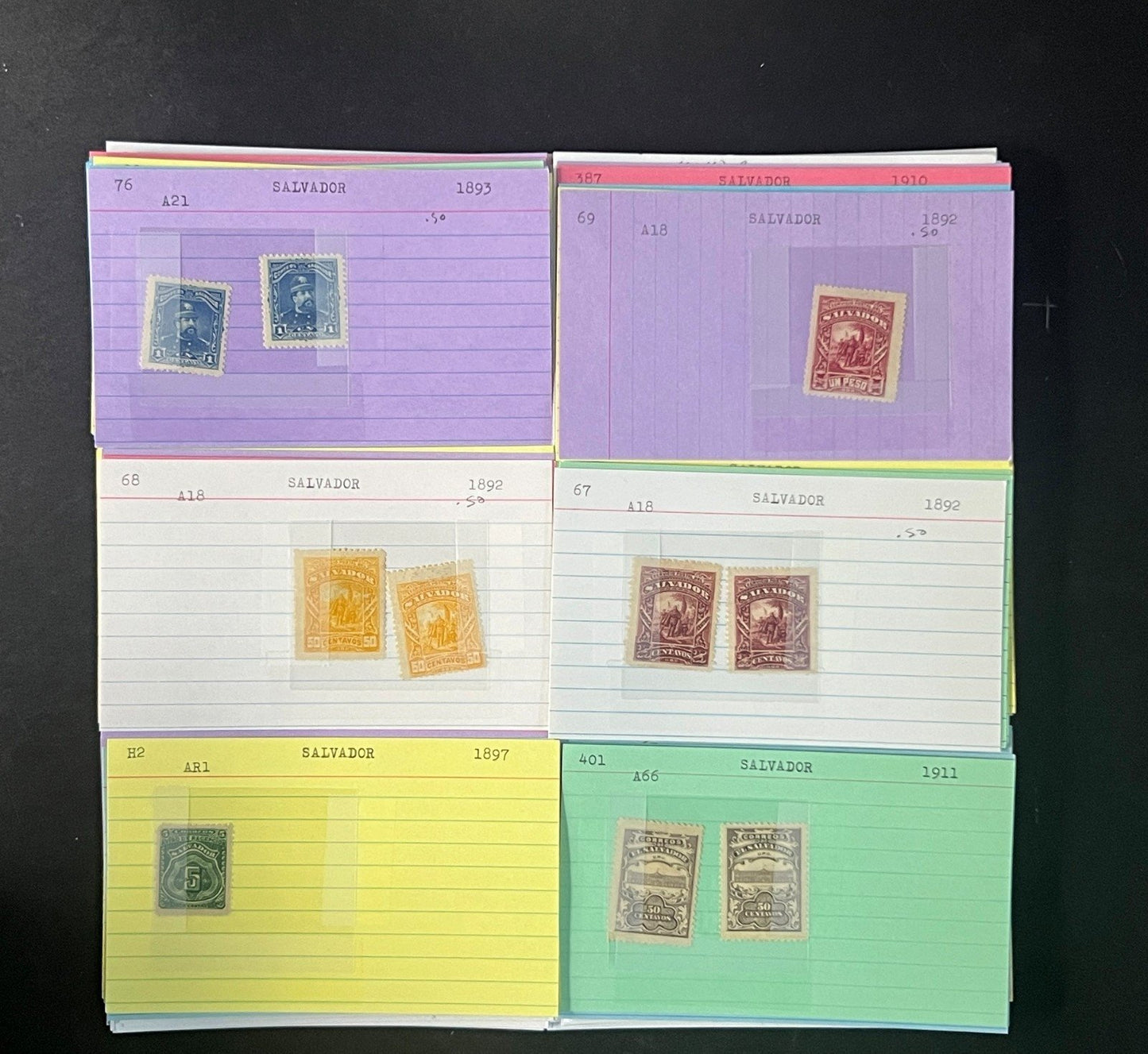 El Salvador Stamp Collection Dealer Cards $934 CV Mint & Used ZAYIX