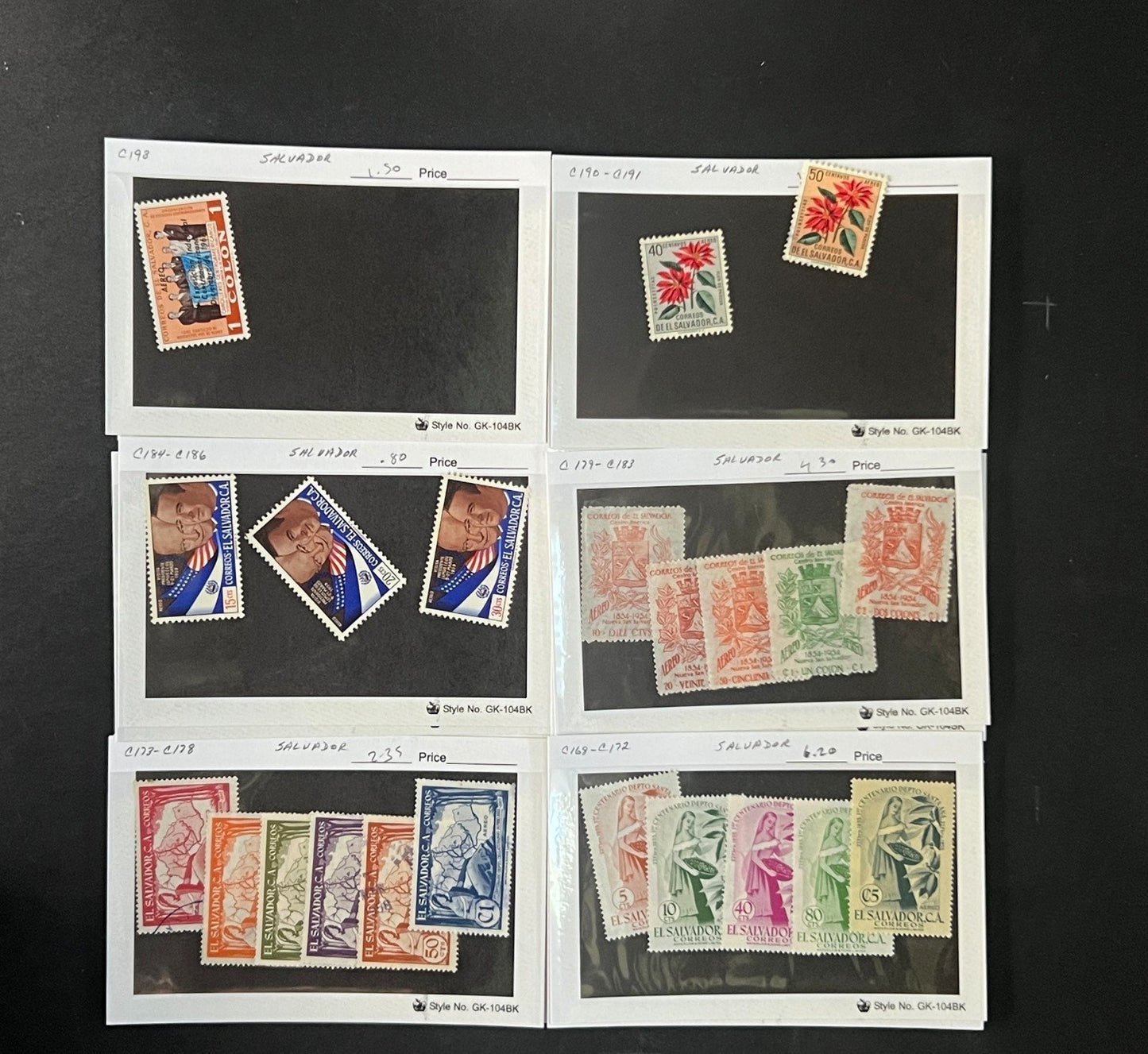 El Salvador Stamp Collection Dealer Cards $934 CV Mint & Used ZAYIX