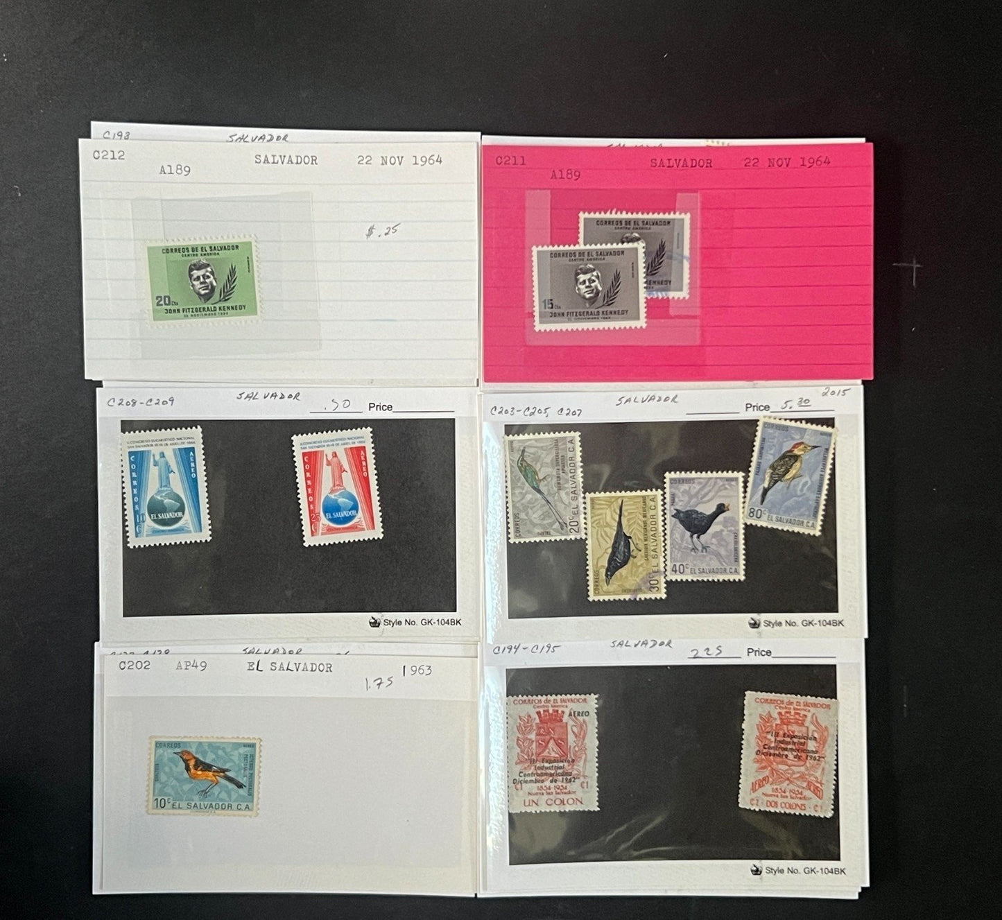 El Salvador Stamp Collection Dealer Cards $934 CV Mint & Used ZAYIX