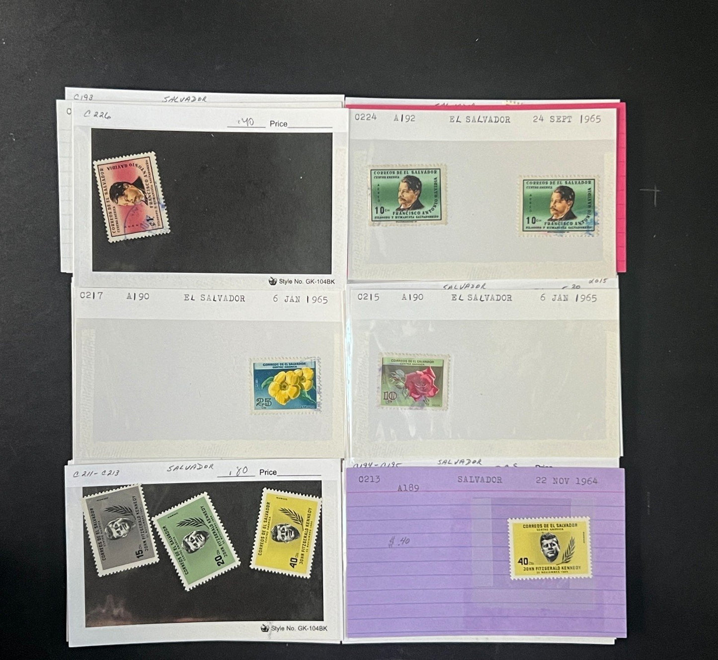 El Salvador Stamp Collection Dealer Cards $934 CV Mint & Used ZAYIX