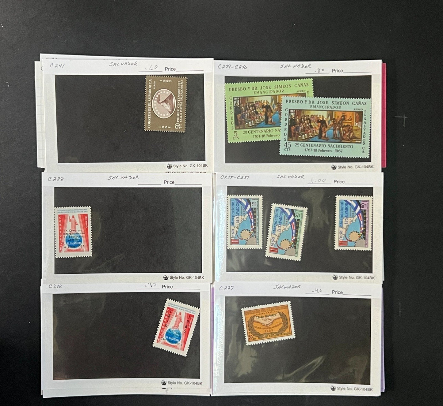 El Salvador Stamp Collection Dealer Cards $934 CV Mint & Used ZAYIX