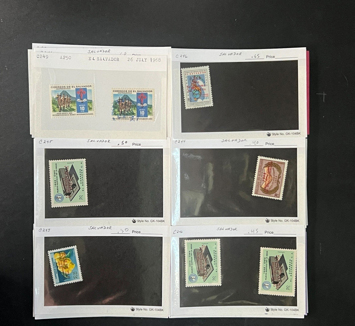 El Salvador Stamp Collection Dealer Cards $934 CV Mint & Used ZAYIX