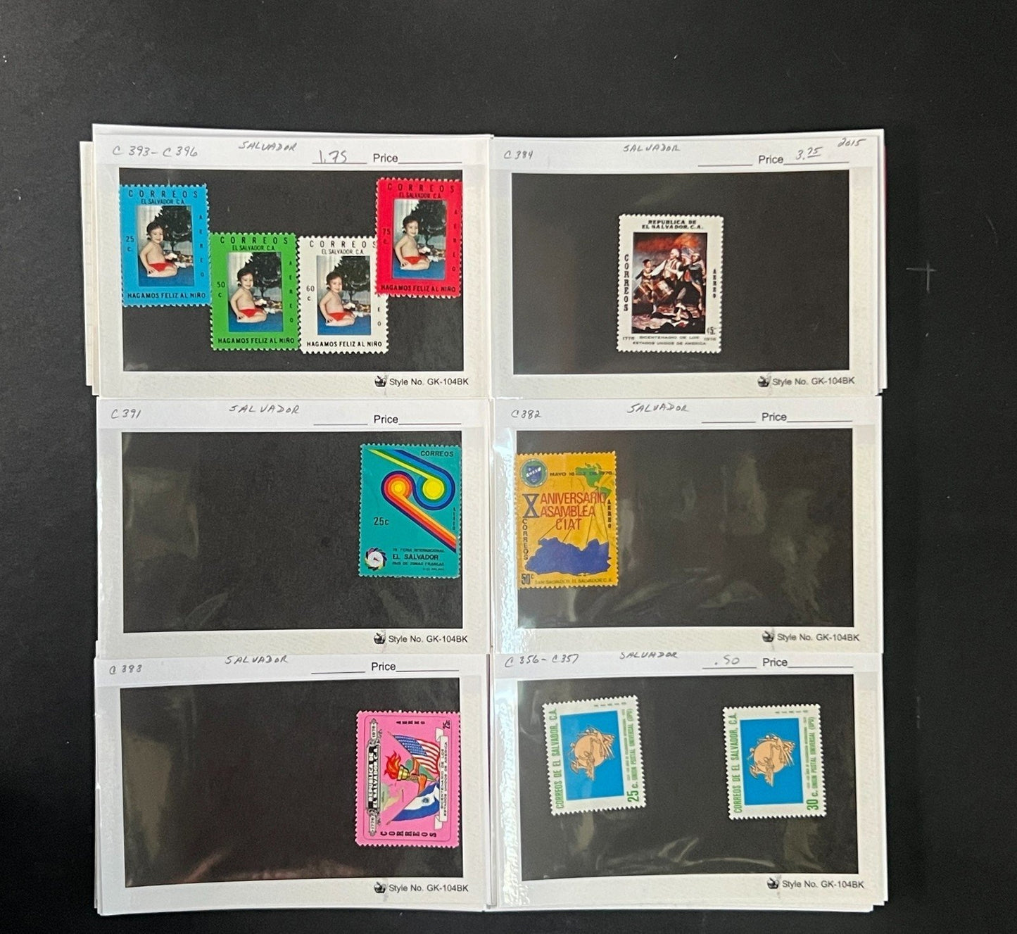 El Salvador Stamp Collection Dealer Cards $934 CV Mint & Used ZAYIX