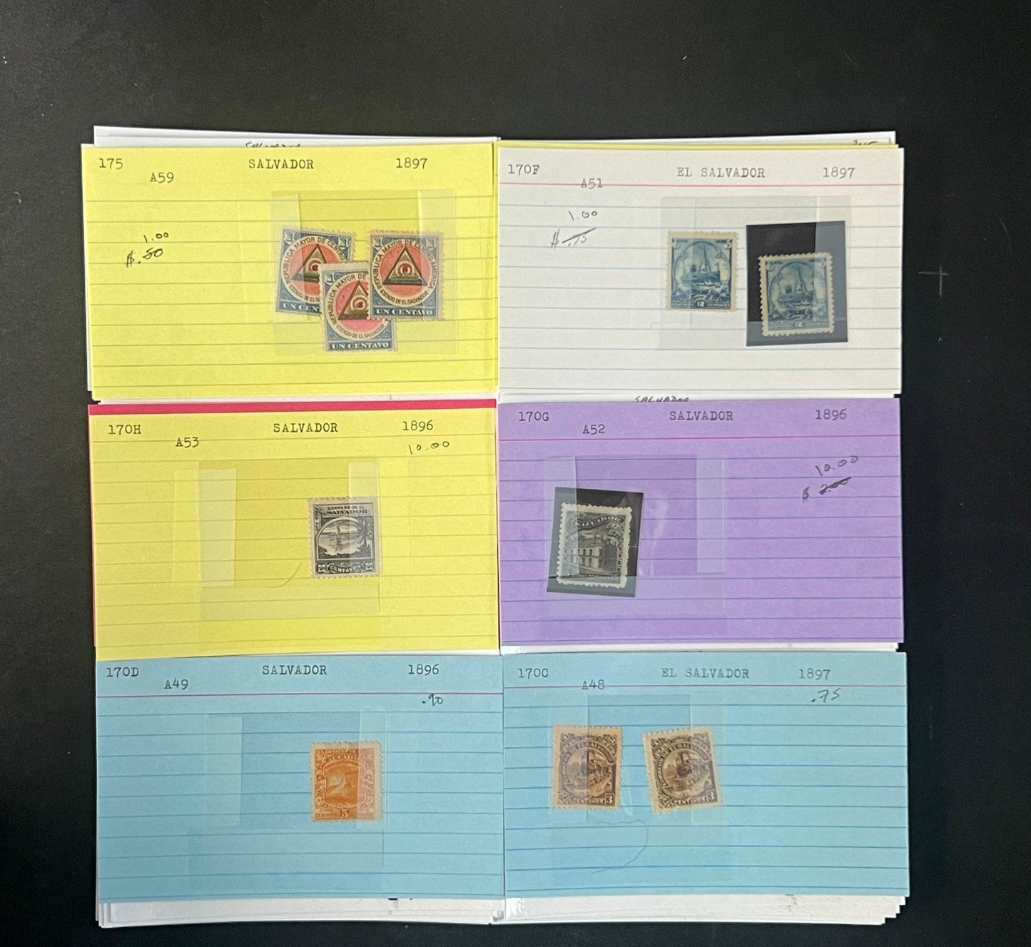 El Salvador Stamp Collection Dealer Cards $934 CV Mint & Used ZAYIX