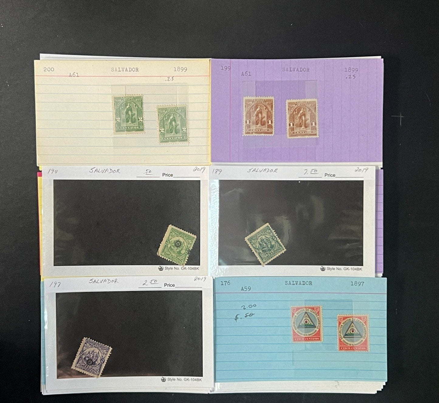El Salvador Stamp Collection Dealer Cards $934 CV Mint & Used ZAYIX
