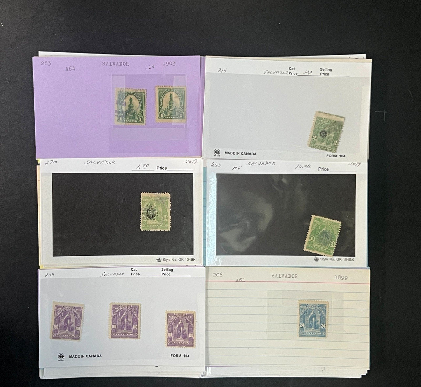 El Salvador Stamp Collection Dealer Cards $934 CV Mint & Used ZAYIX