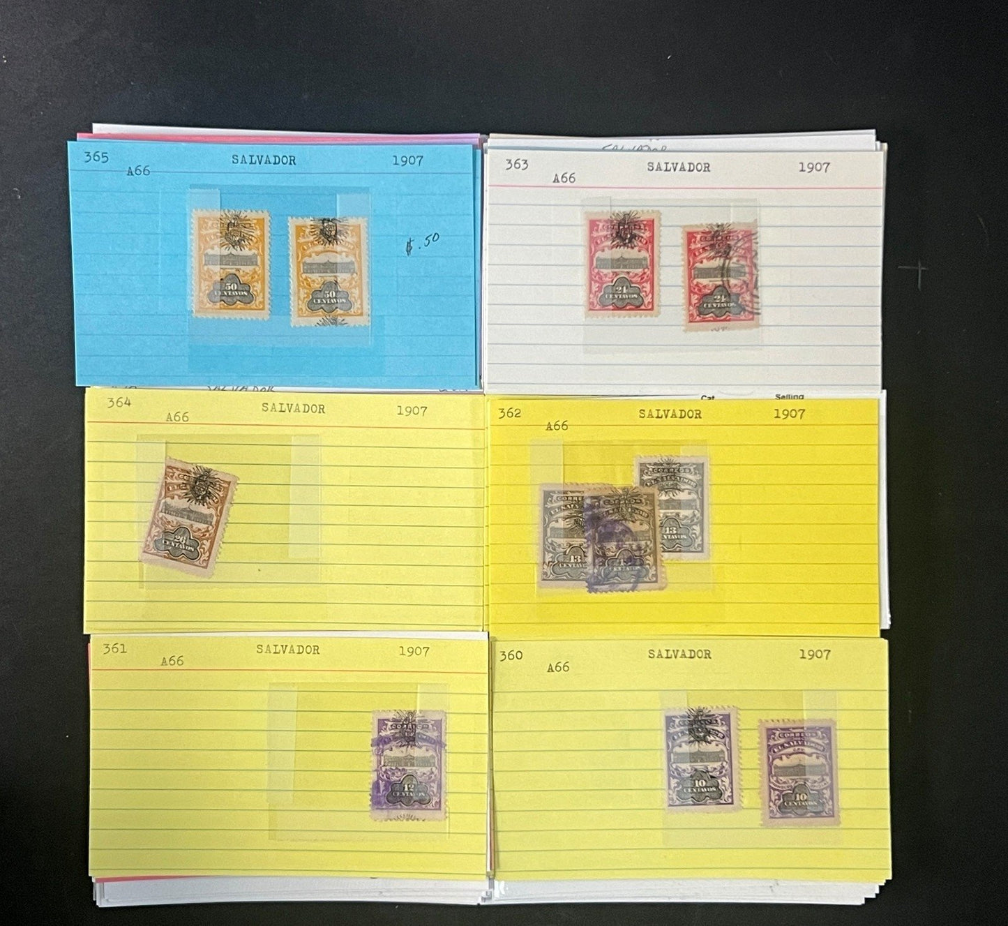 El Salvador Stamp Collection Dealer Cards $934 CV Mint & Used ZAYIX
