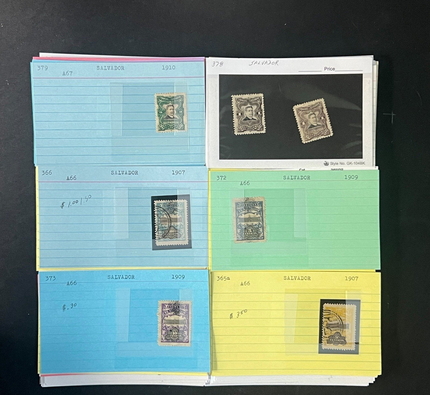 El Salvador Stamp Collection Dealer Cards $934 CV Mint & Used ZAYIX