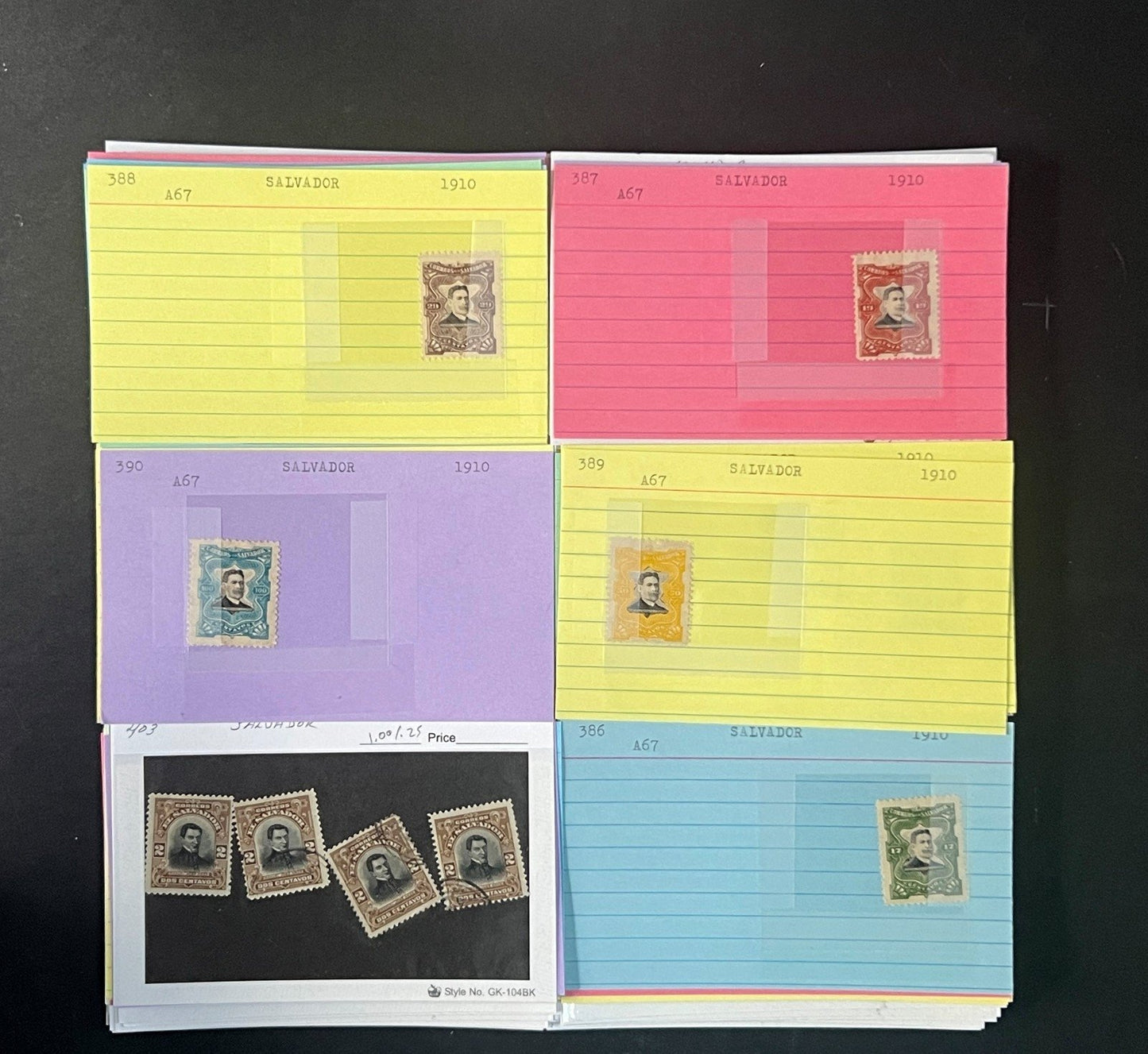 El Salvador Stamp Collection Dealer Cards $934 CV Mint & Used ZAYIX