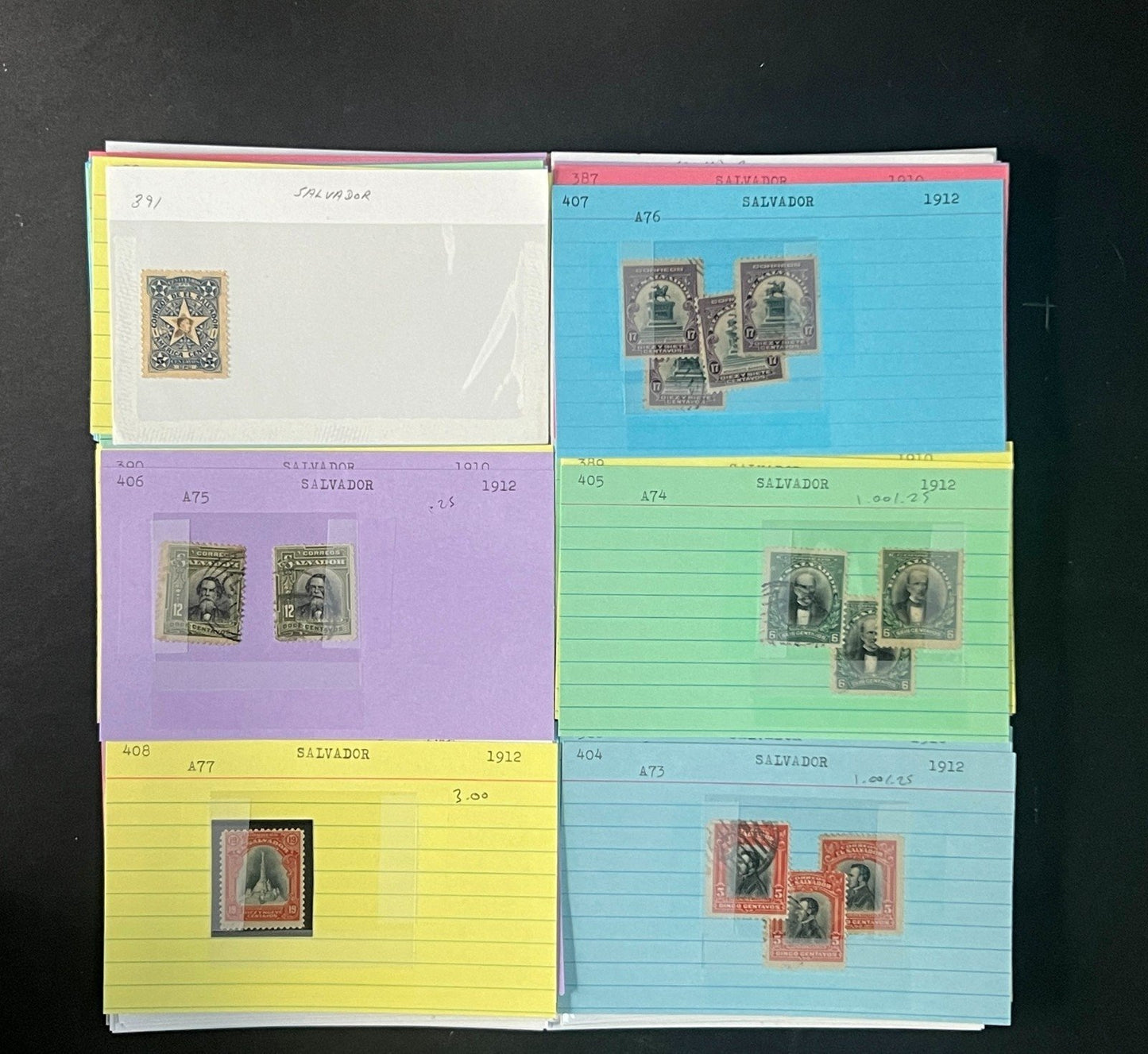 El Salvador Stamp Collection Dealer Cards $934 CV Mint & Used ZAYIX