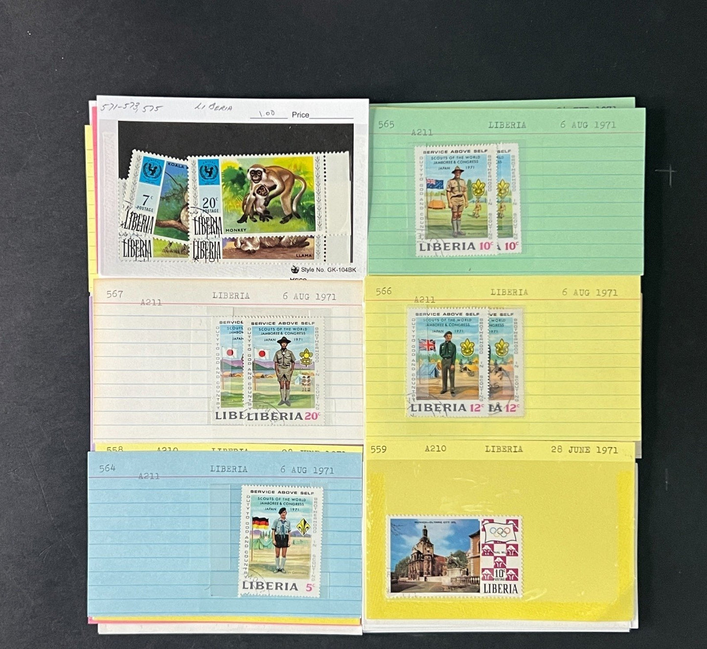 Liberia Stamp Collection Dealer Cards $770 CV Mint & Used ZAYIX