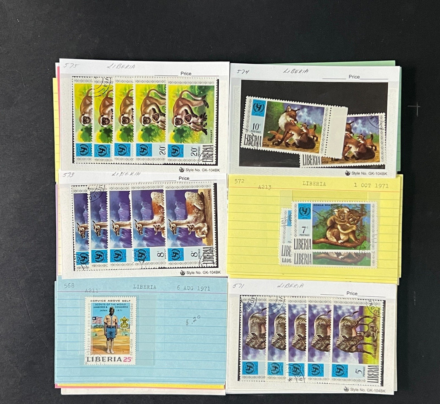 Liberia Stamp Collection Dealer Cards $770 CV Mint & Used ZAYIX