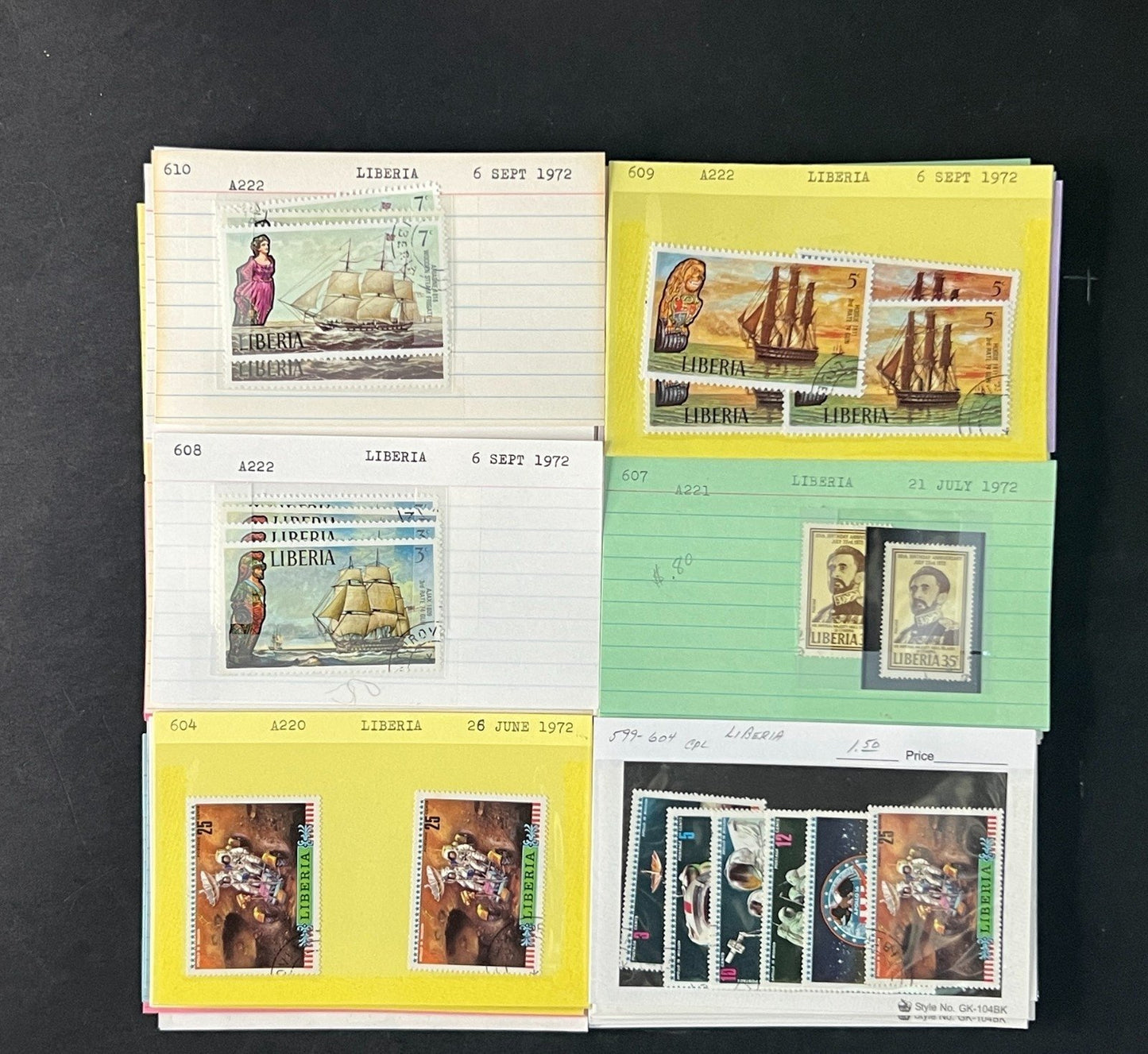 Liberia Stamp Collection Dealer Cards $770 CV Mint & Used ZAYIX