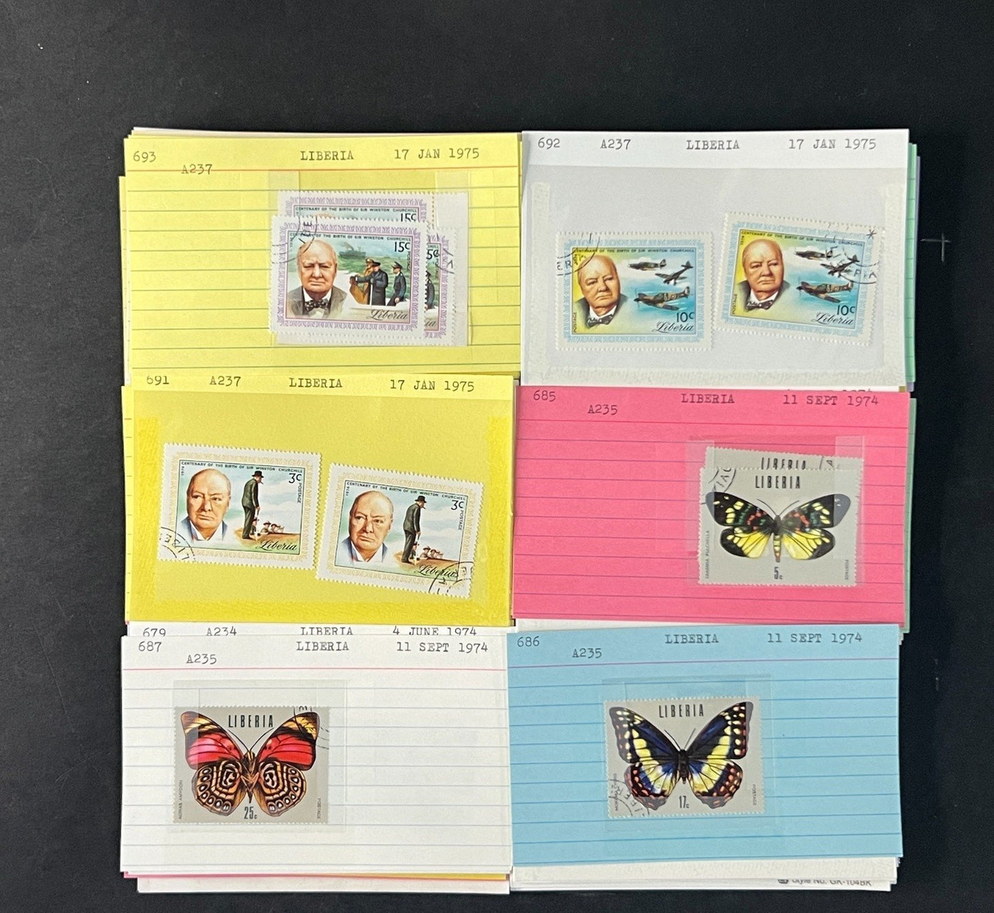 Liberia Stamp Collection Dealer Cards $770 CV Mint & Used ZAYIX