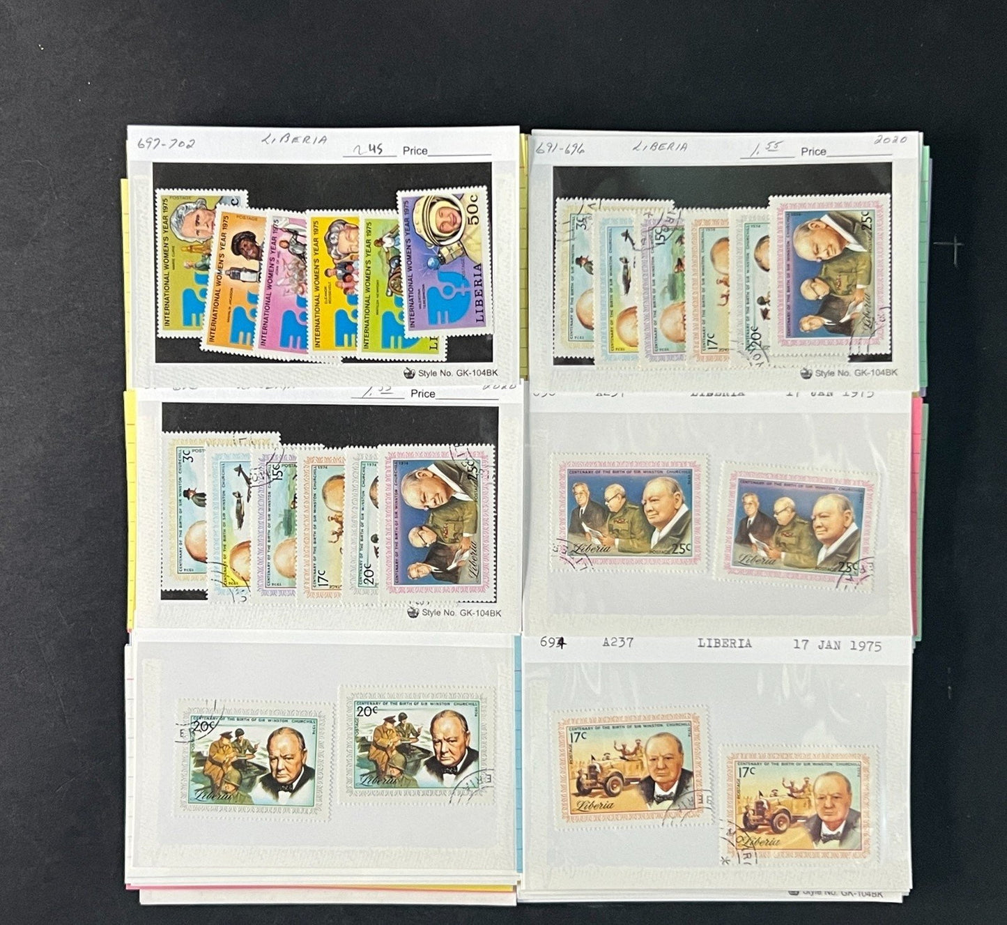 Liberia Stamp Collection Dealer Cards $770 CV Mint & Used ZAYIX