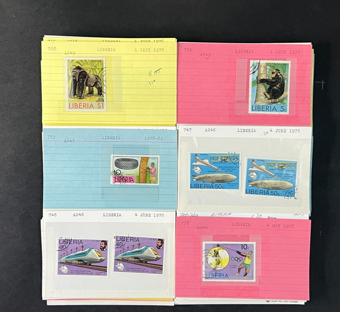 Liberia Stamp Collection Dealer Cards $770 CV Mint & Used ZAYIX