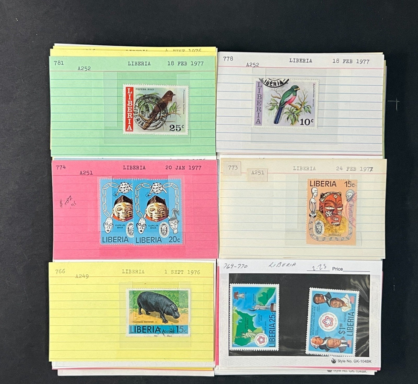 Liberia Stamp Collection Dealer Cards $770 CV Mint & Used ZAYIX