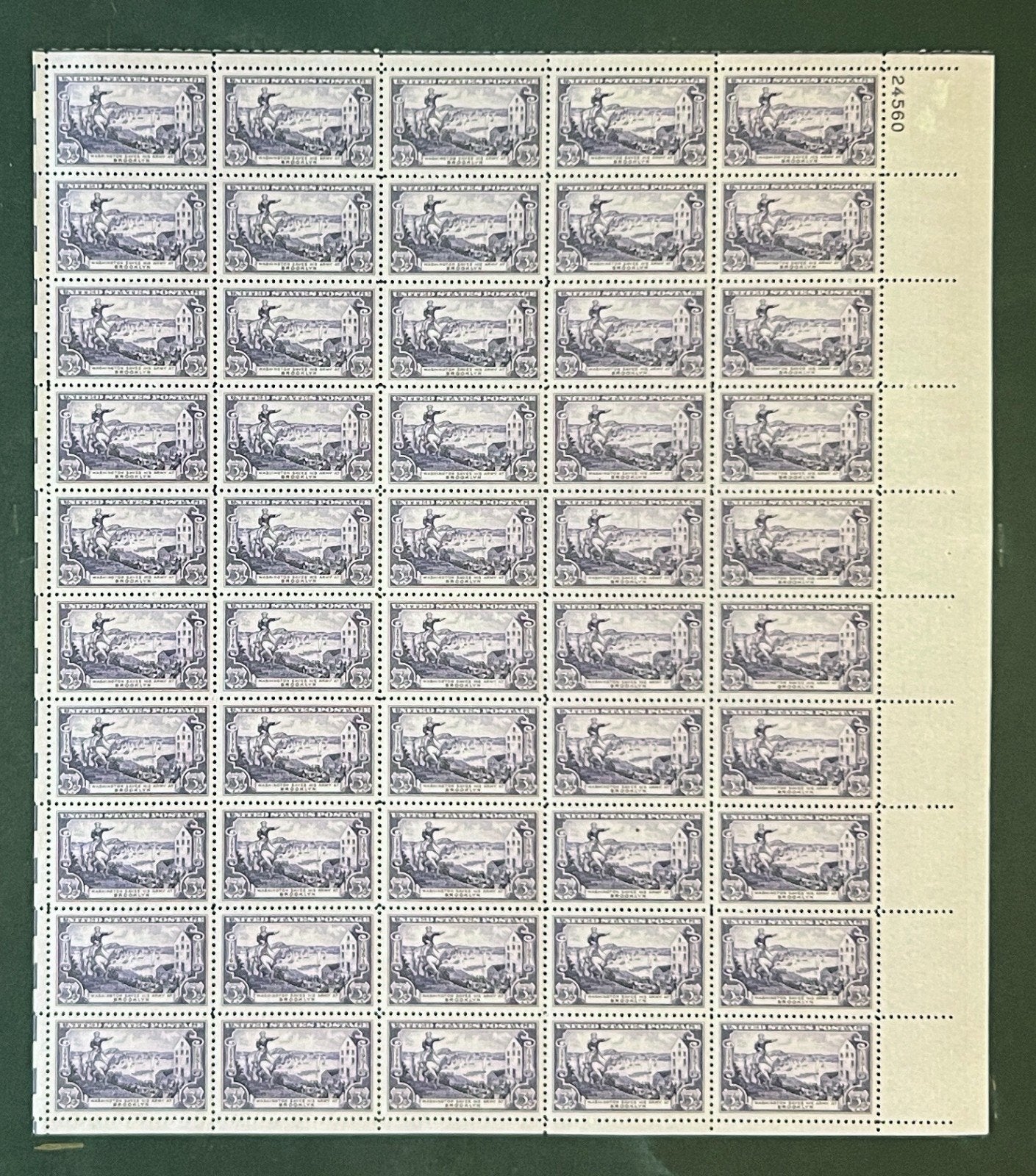 US 1003 Mint Sheet (MNH) Plate Flaw Scratch Battle of Brooklyn 3-Cent 1951 ZAYIX