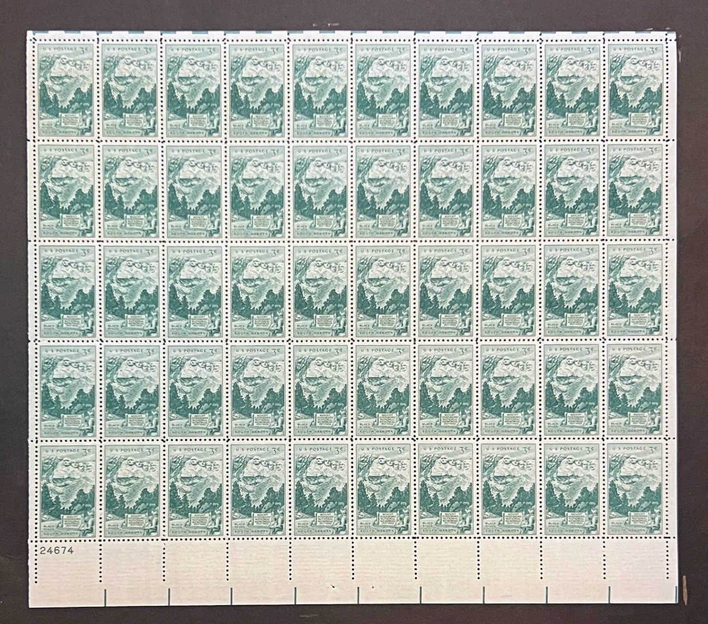 US 1011 Mint Sheet (MNH) Mt Rushmore Memorial 25th 3-Cent 1952 ZAYIX