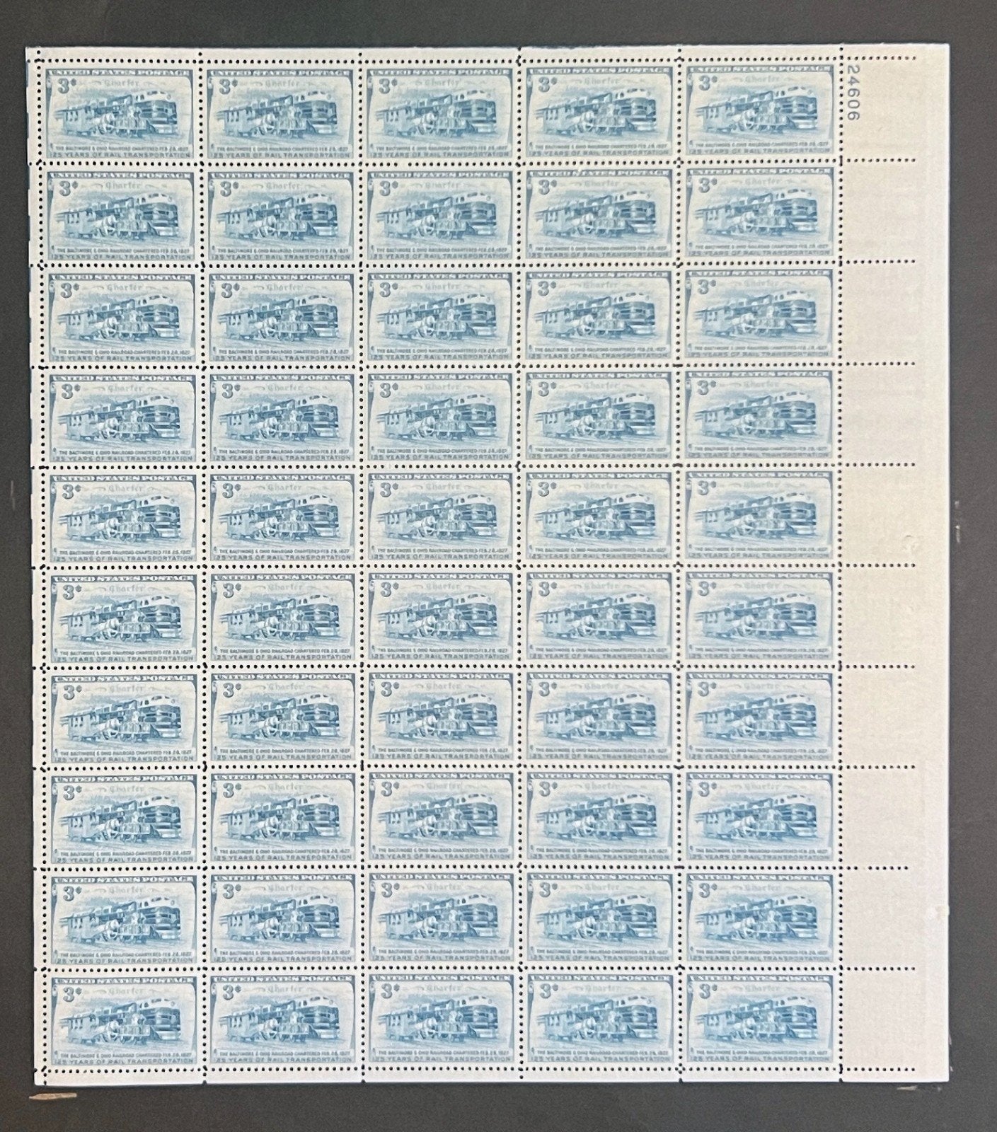 US 1006 Mint Sheet (MNH) B & O Railroad 125th Anniversary 3-Cent 1952 ZAYIX